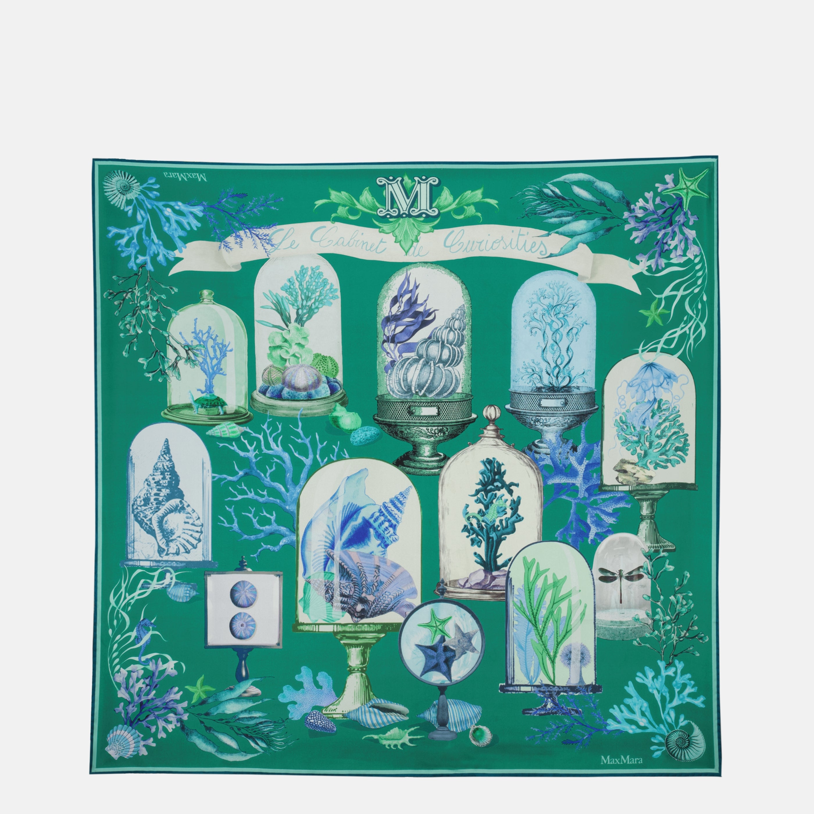 Image de l'article Foulard en sergé de soie imprimé beige de la marque Max Mara pour Femme - Saison Printemps-Été 2026 - Vue de Face