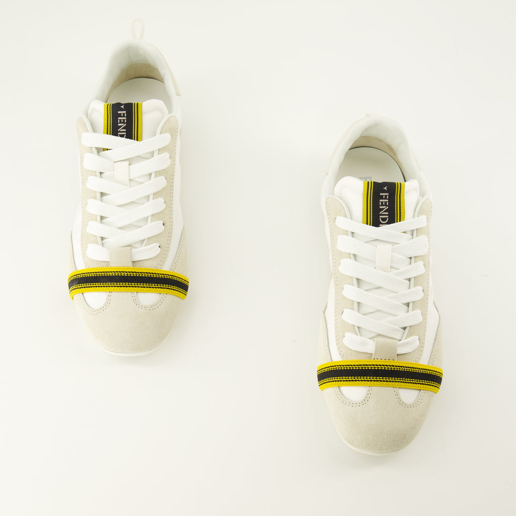 Baskets Baskets blanches à étiquette logo Fendi Blanc Femme
