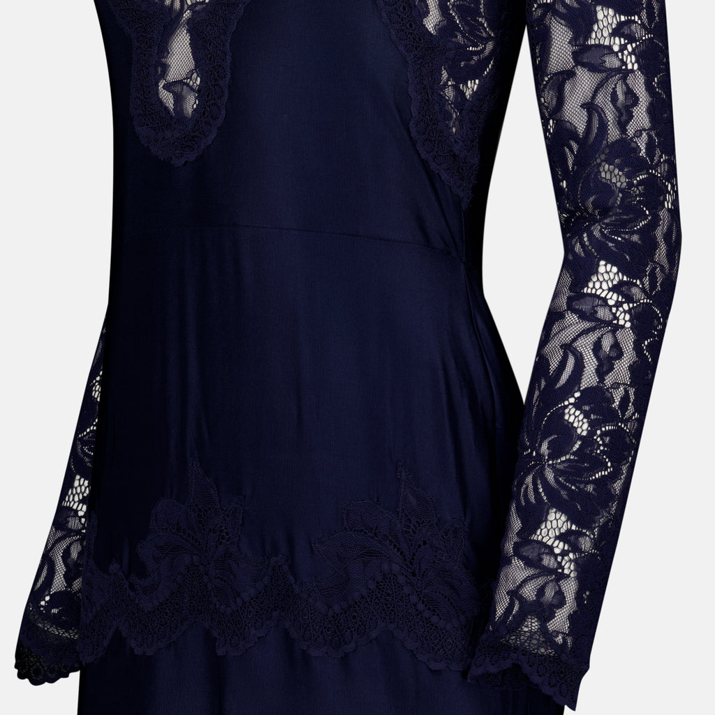 Robes Vestido Largo de Encaje Azul Marino Rabanne Bleu foncé Femme