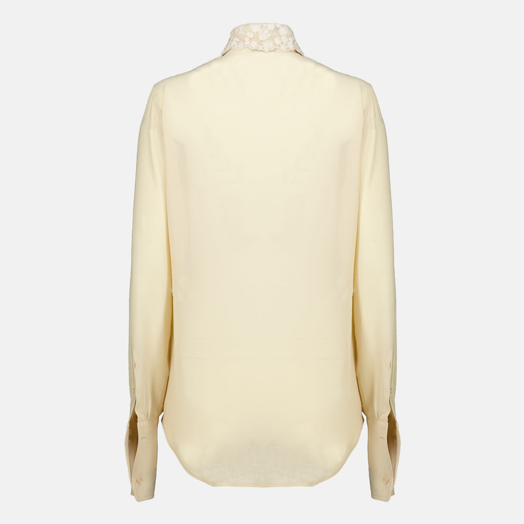 Chemises Besticktes Seidenhemd Fendi Beige Femme
