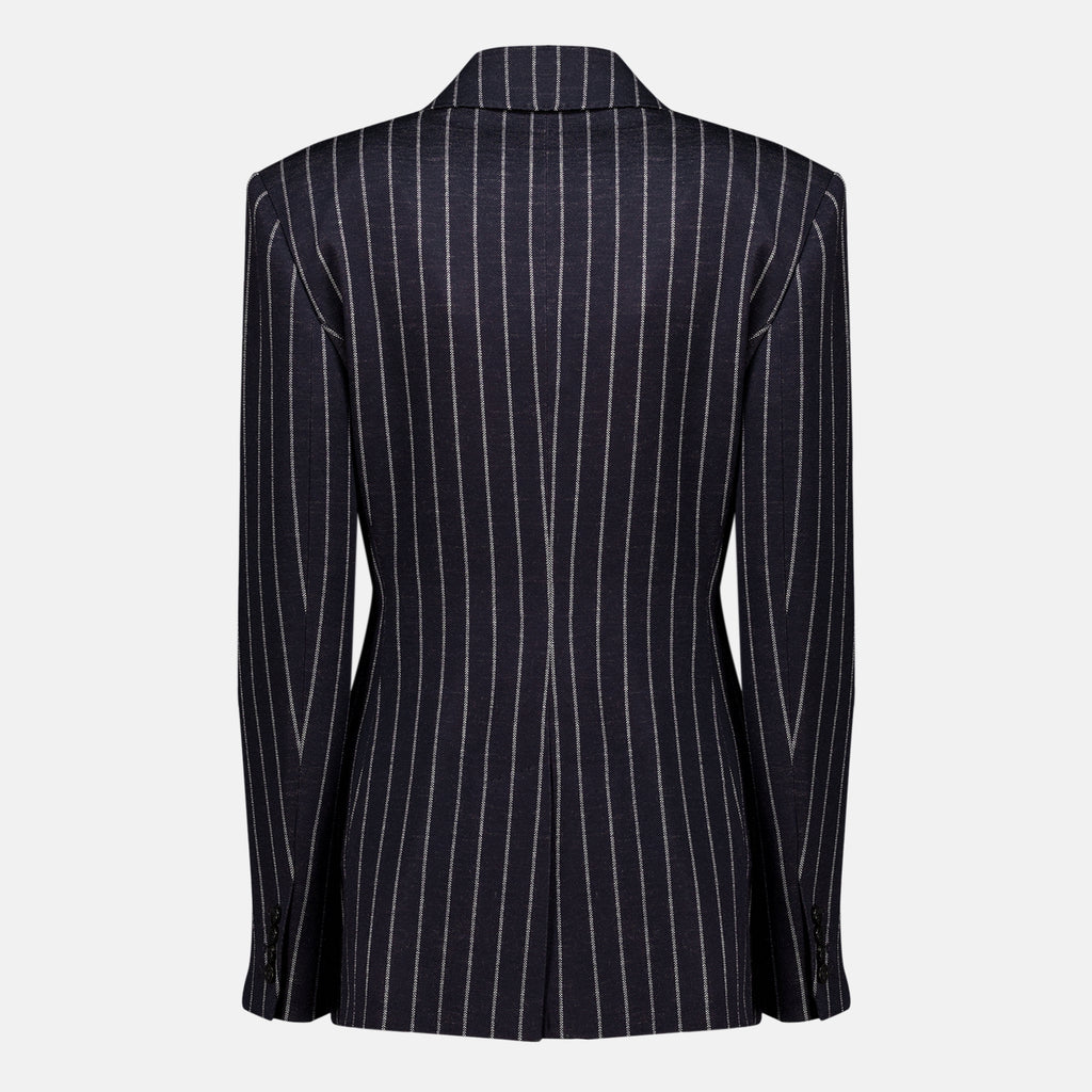 Vestes Blazer en laine à rayures bleu marine Max Mara Bleu foncé Femme