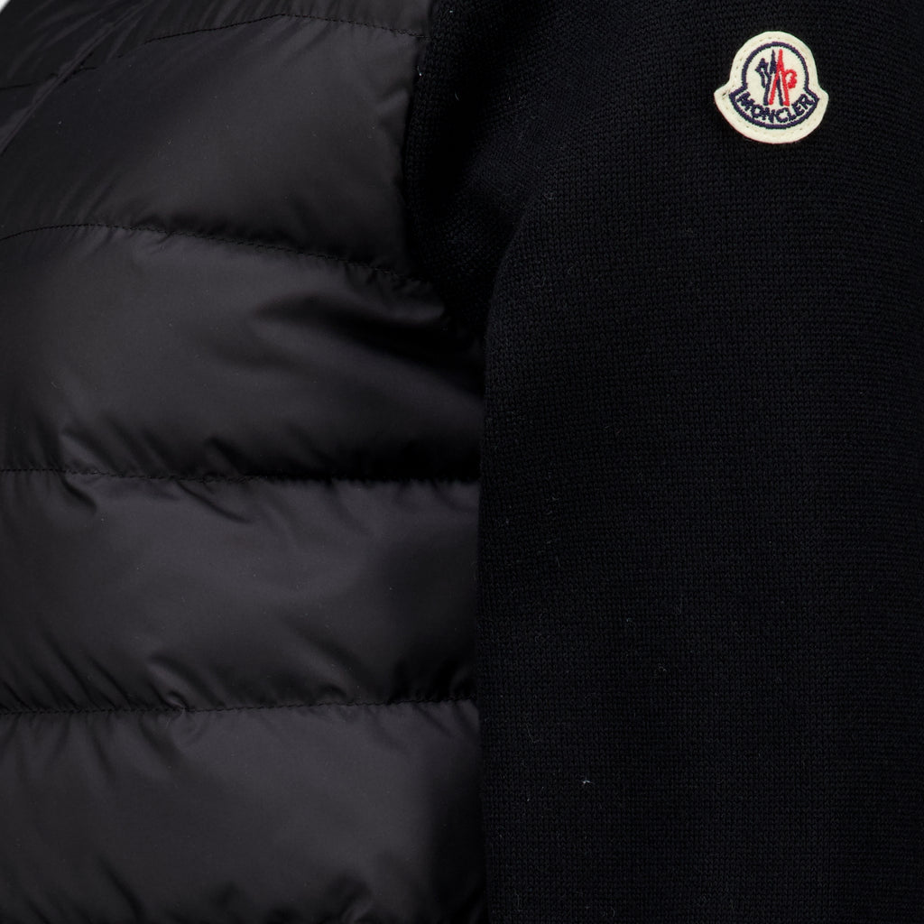 Maille Cardigan zippé matelassé en laine noir Moncler Noir Femme