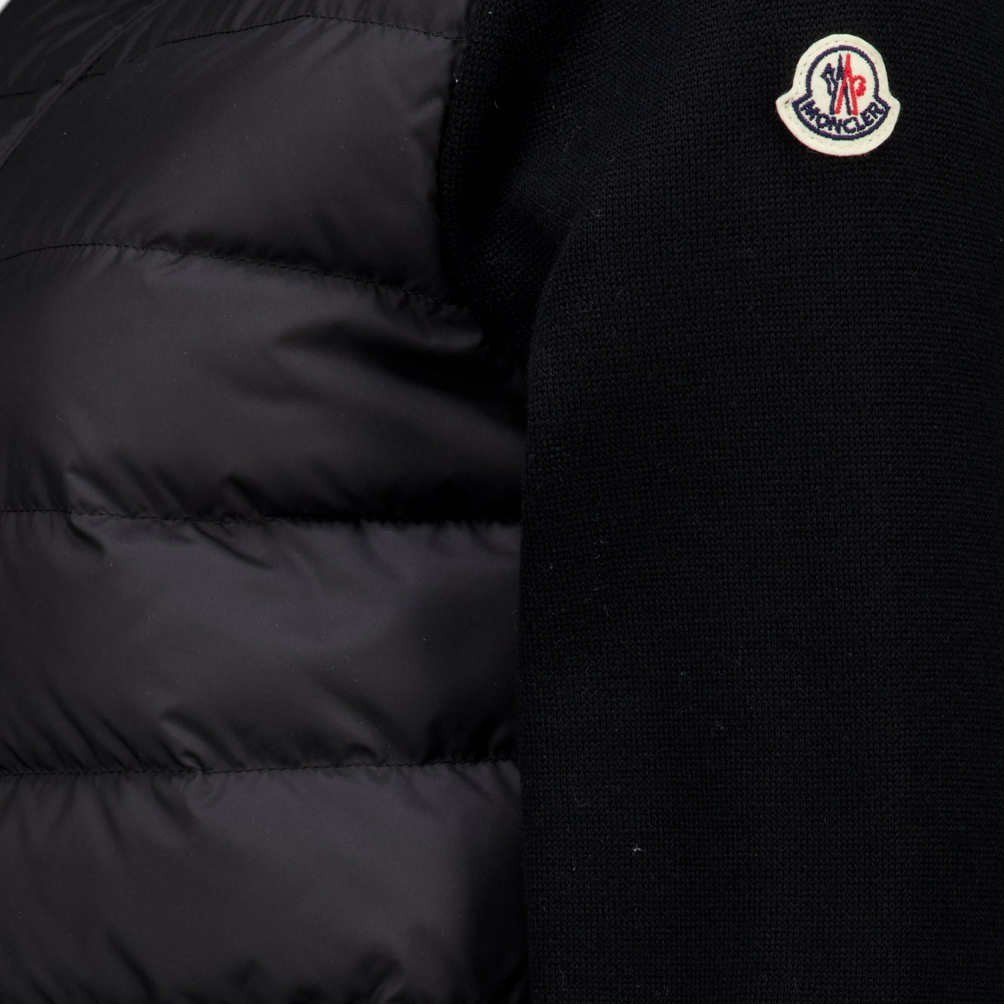 Maille Cardigan zippé matelassé en laine noir Moncler Noir Femme