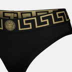 ビーチウェア メデューサ・グレカ ビキニボトム Versace 黒 Femme