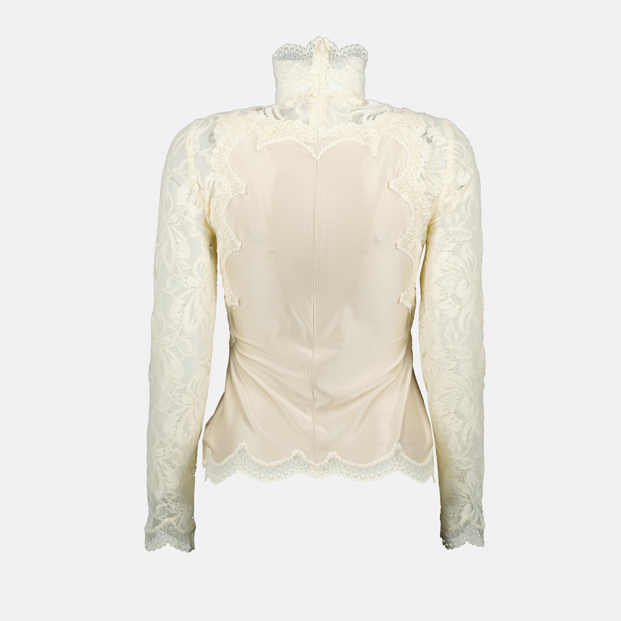 Tops Blouse satin et dentelle Rabanne Blanc Femme