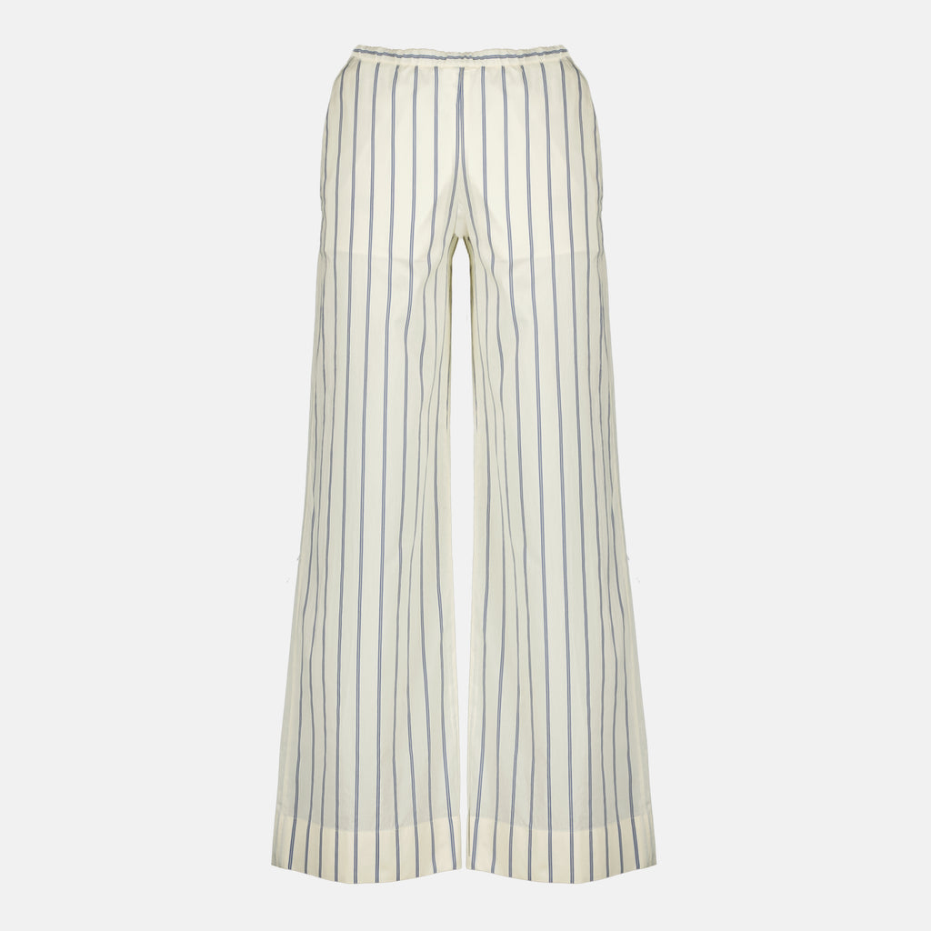 Pantalons Pantaloni Striped in Cotone e Seta Moncler Blanc Femme