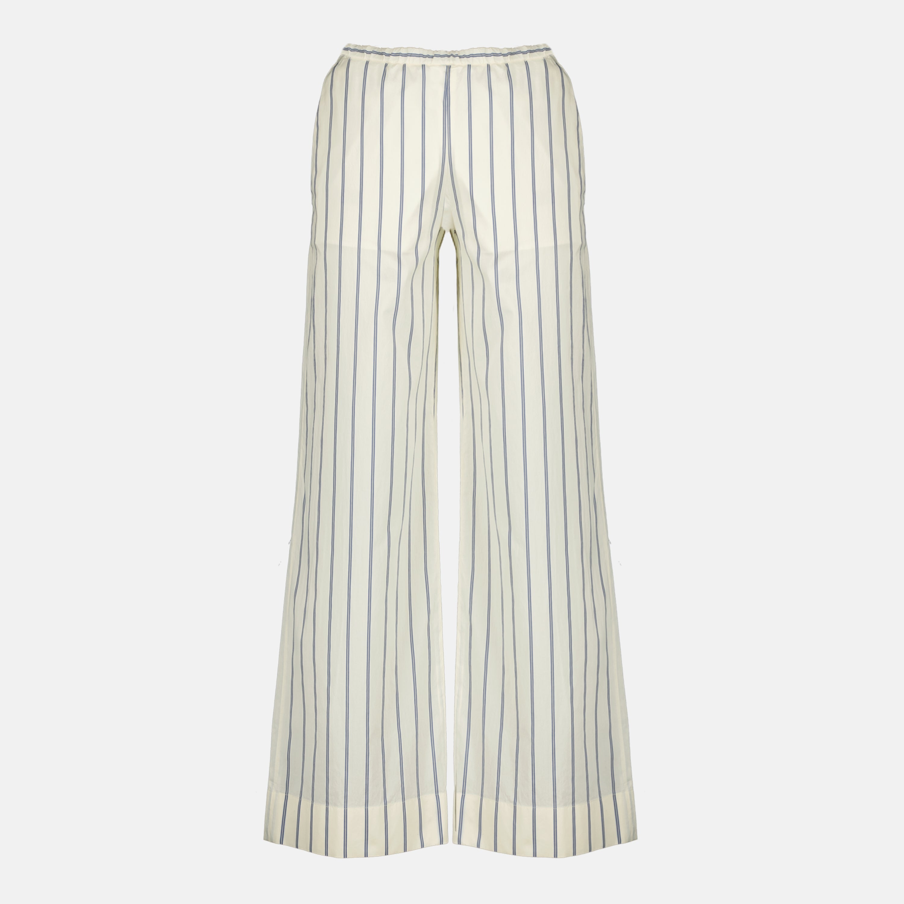 Pantalons Pantalones de Algodón y Seda a Rayas Moncler Blanc Femme