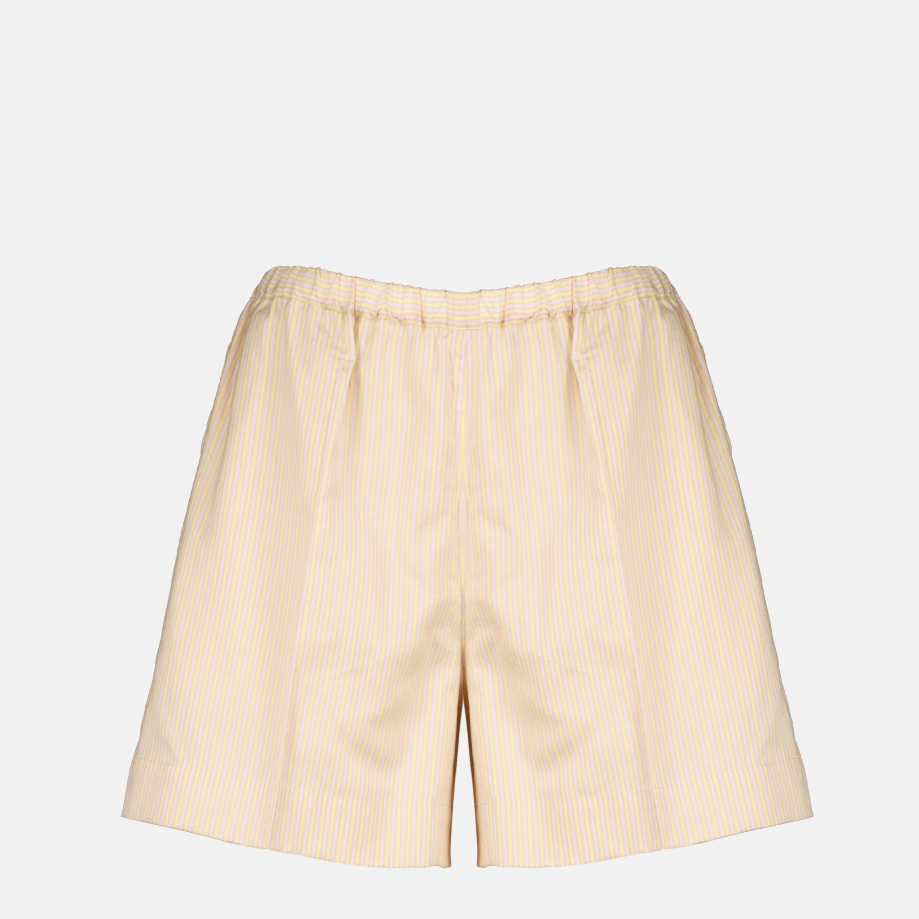 Shorts Pantalones cortos de seda rayados en beige Patou Rose Femme