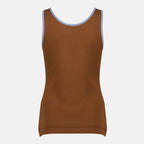 Imagen de la camiseta sin mangas de canalé marrón de la marca Prada para mujer - Temporada Primavera-Verano 2026 - Vista trasera
