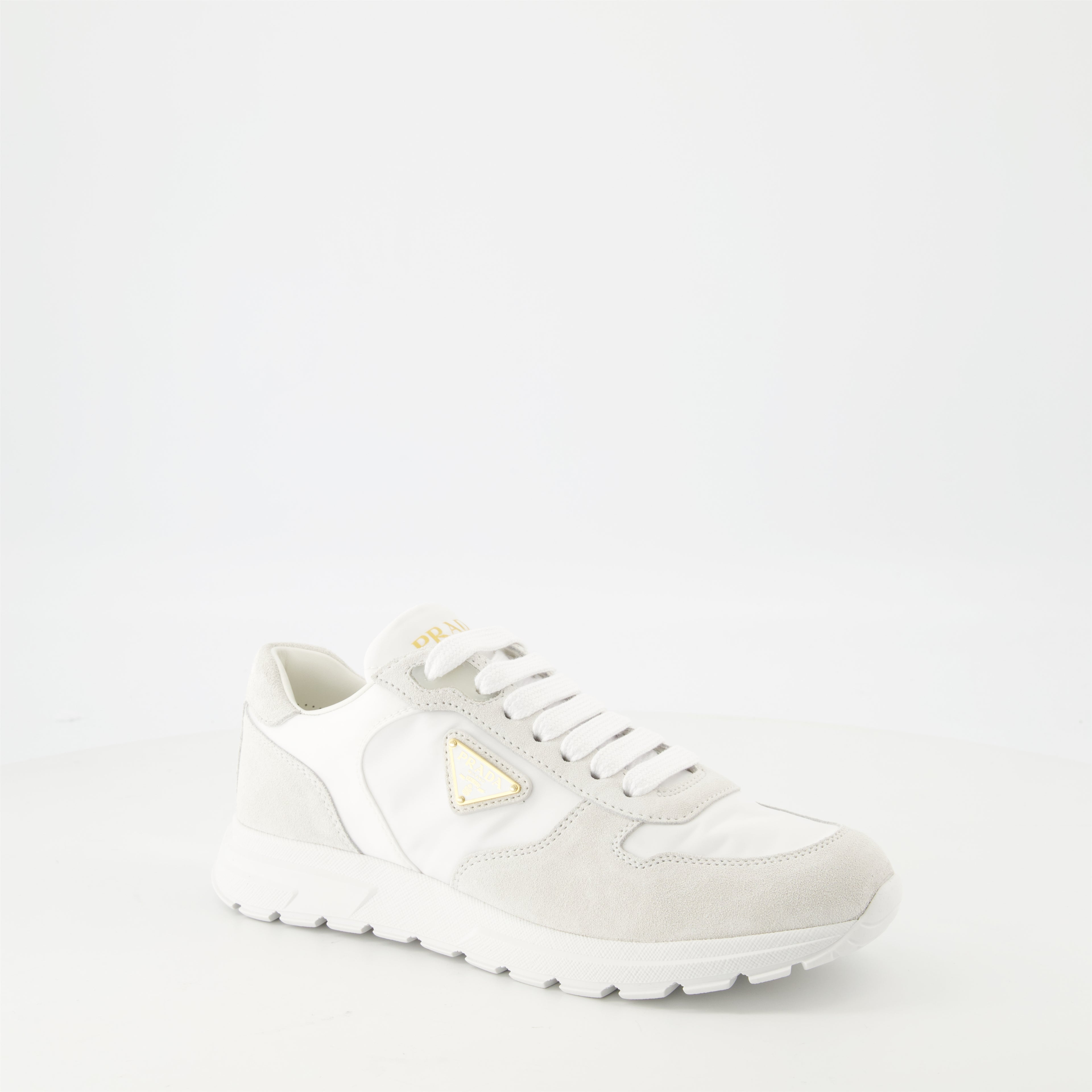 Sneakers Nylon and Leather Sneakers Prada White Femme