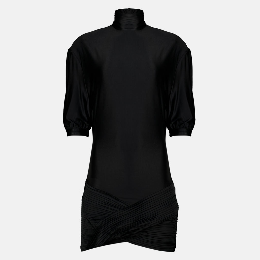 Robes Abito Nero Arricciato Rabanne Noir Femme