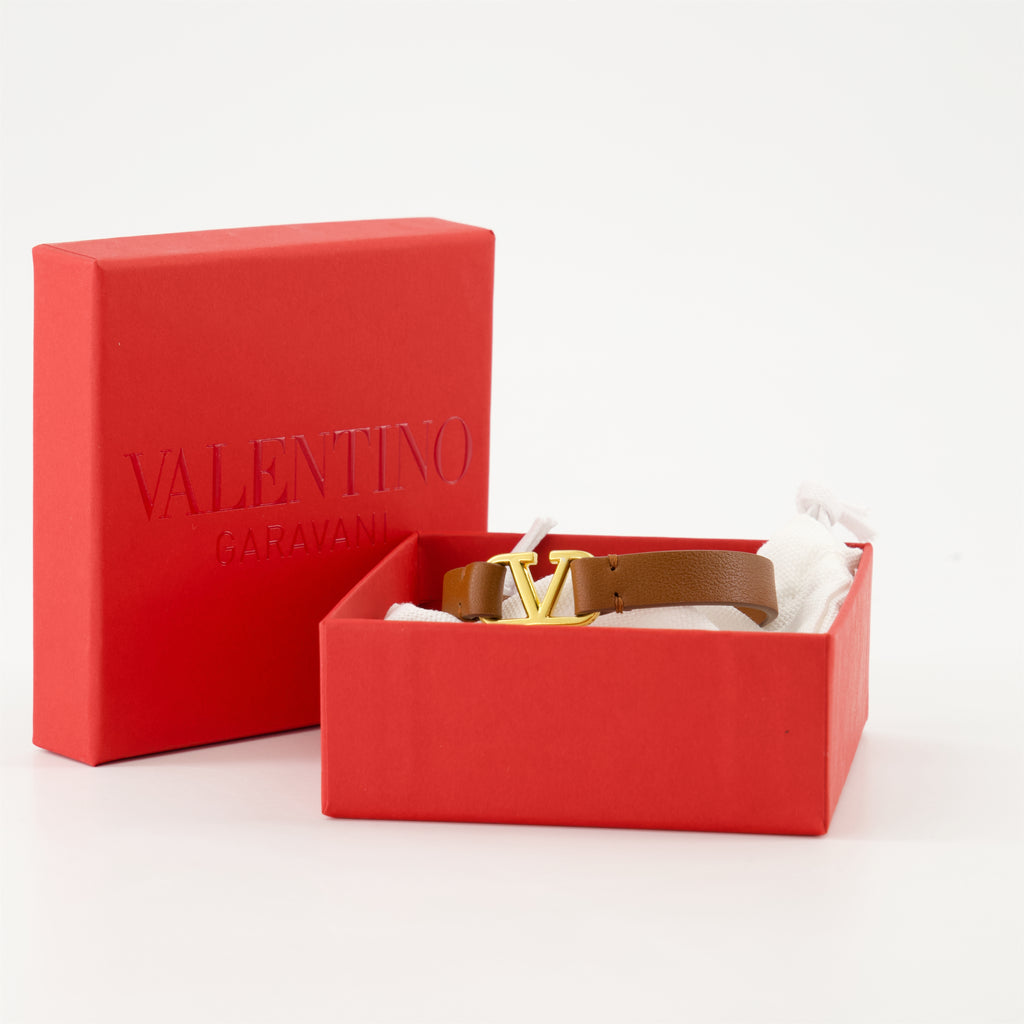 Bijoux Bracelet VLogo en cuir Valentino Garavani Marron Homme