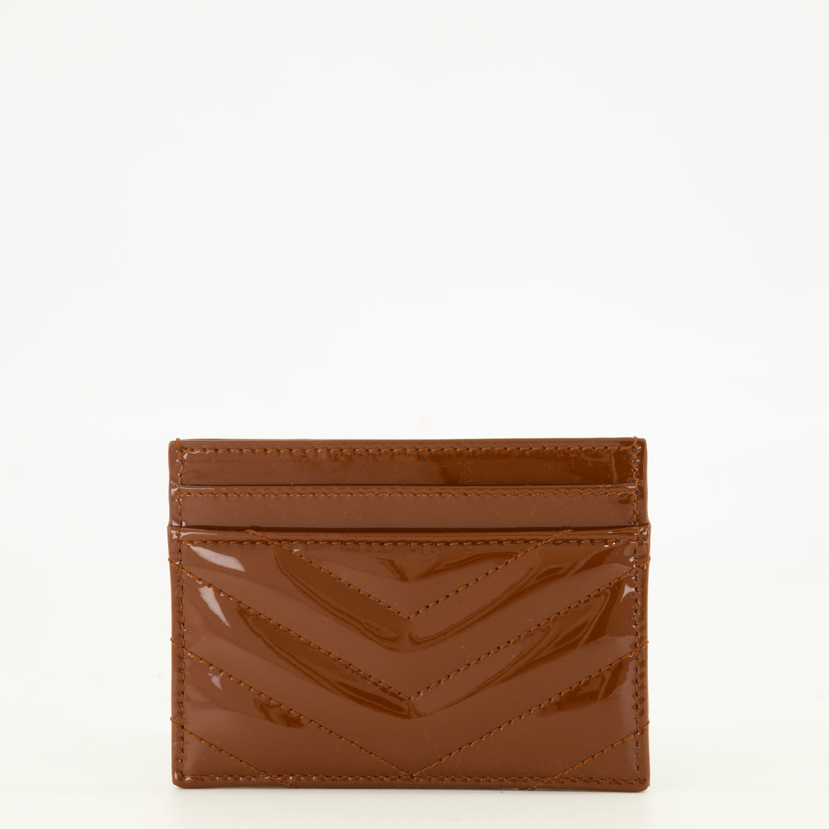 Petite maroquinerie Porte-cartes Cassandre en cuir verni Saint Laurent Marron Femme