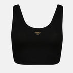 Top Bra con Logo Prada Nero Femme