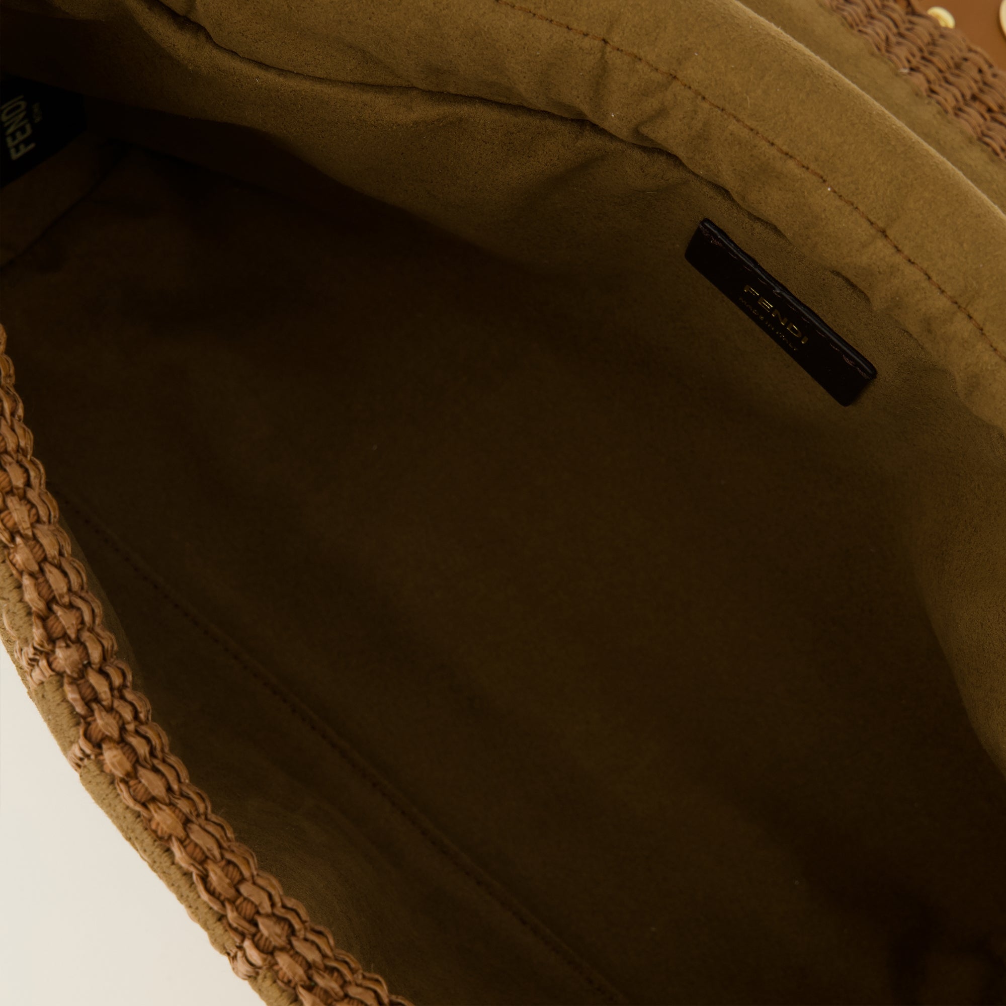 Sacs à main et épaule Mamma Baguette 미디엄 브라운 라피아 효과 가방 Fendi Marron Femme