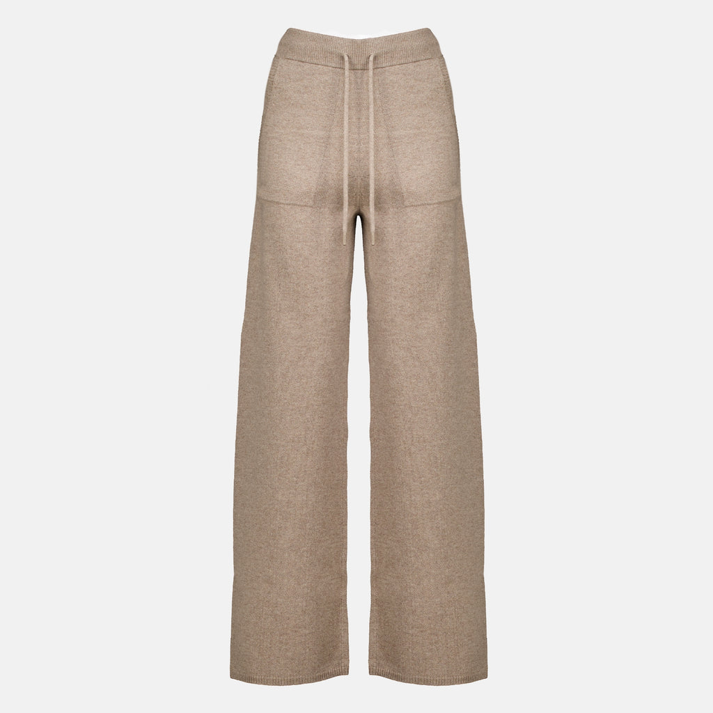 Pantalons Pantalon large en cachemire Max Mara Beige Femme