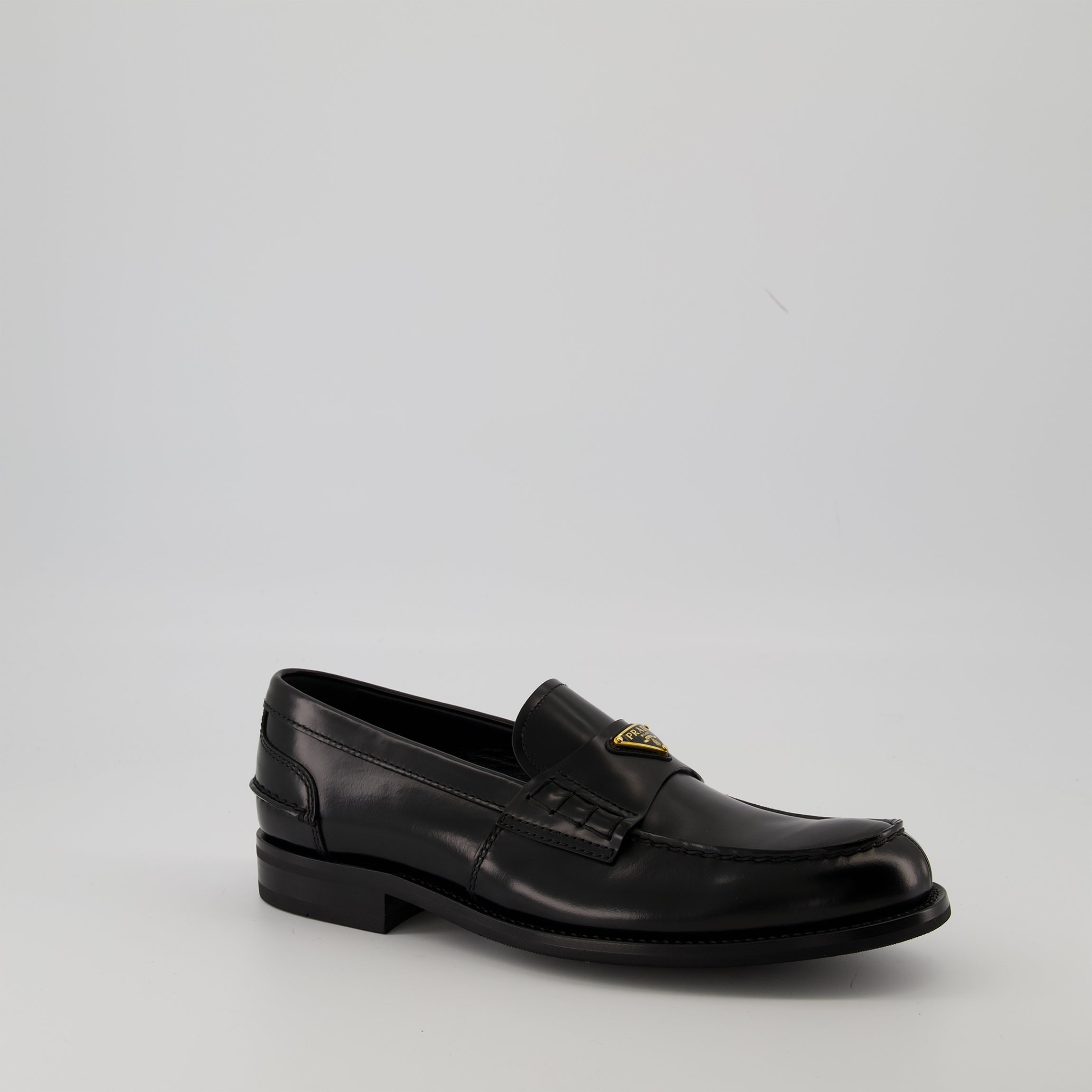 Loafers Brushed Leather Loafers Prada Black Men