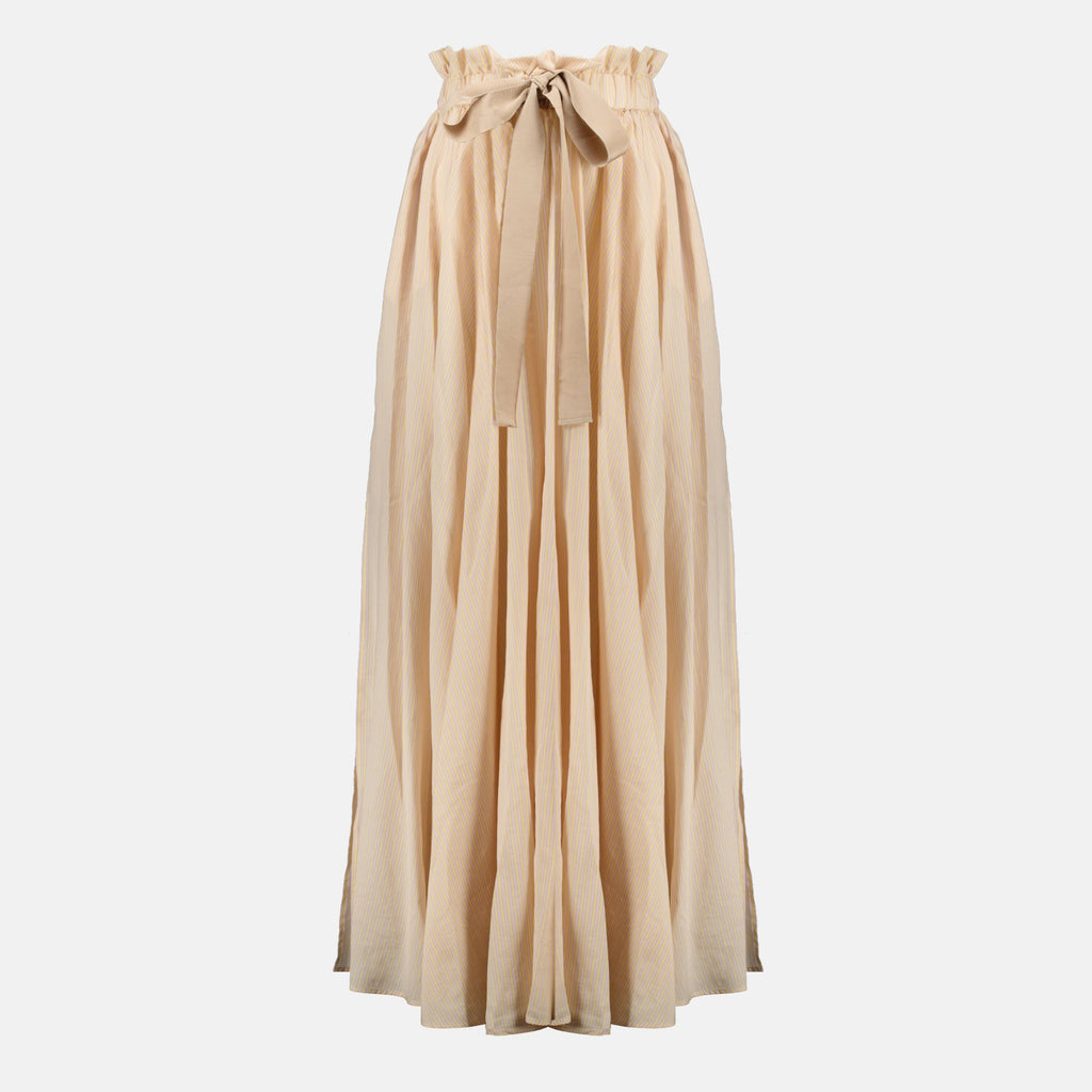 Jupes Falda Maxi de Seda Rayada Beige Patou Rose Femme