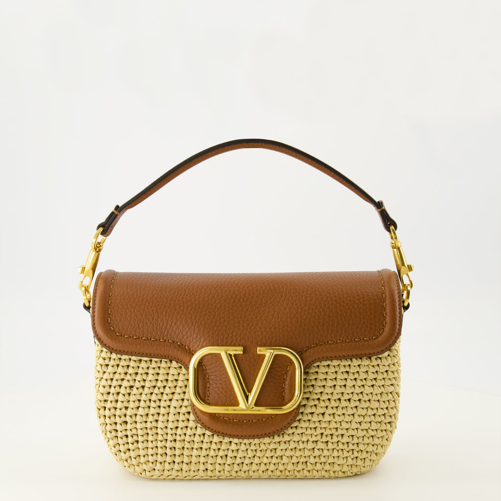 Sacs à main et épaule ベージュ ラフィアとレザーのバッグ Valentino Garavani Beige Femme