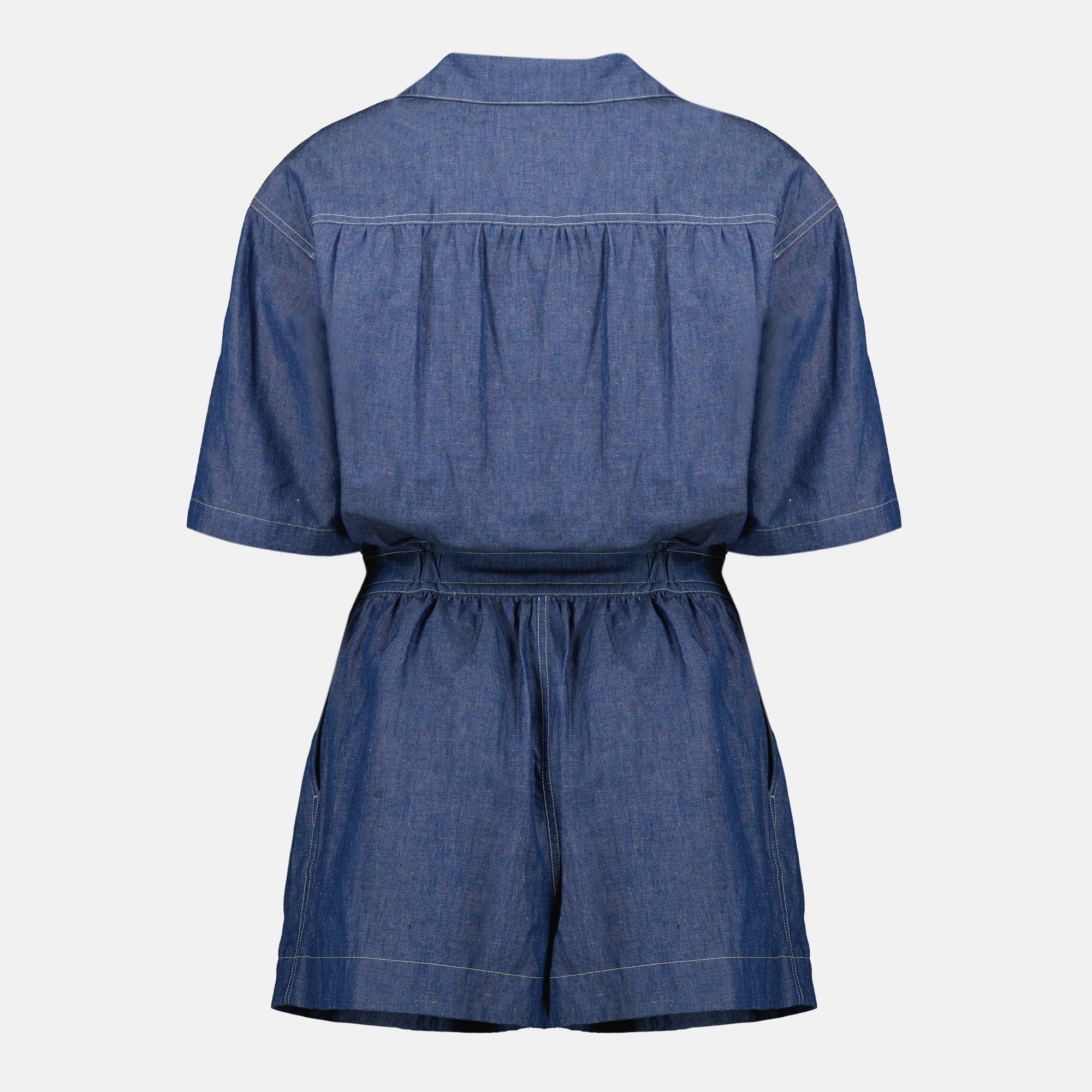 Image of the Prada Women's Blue Denim Jumpsuit - Spring-Summer 2026 - Back View