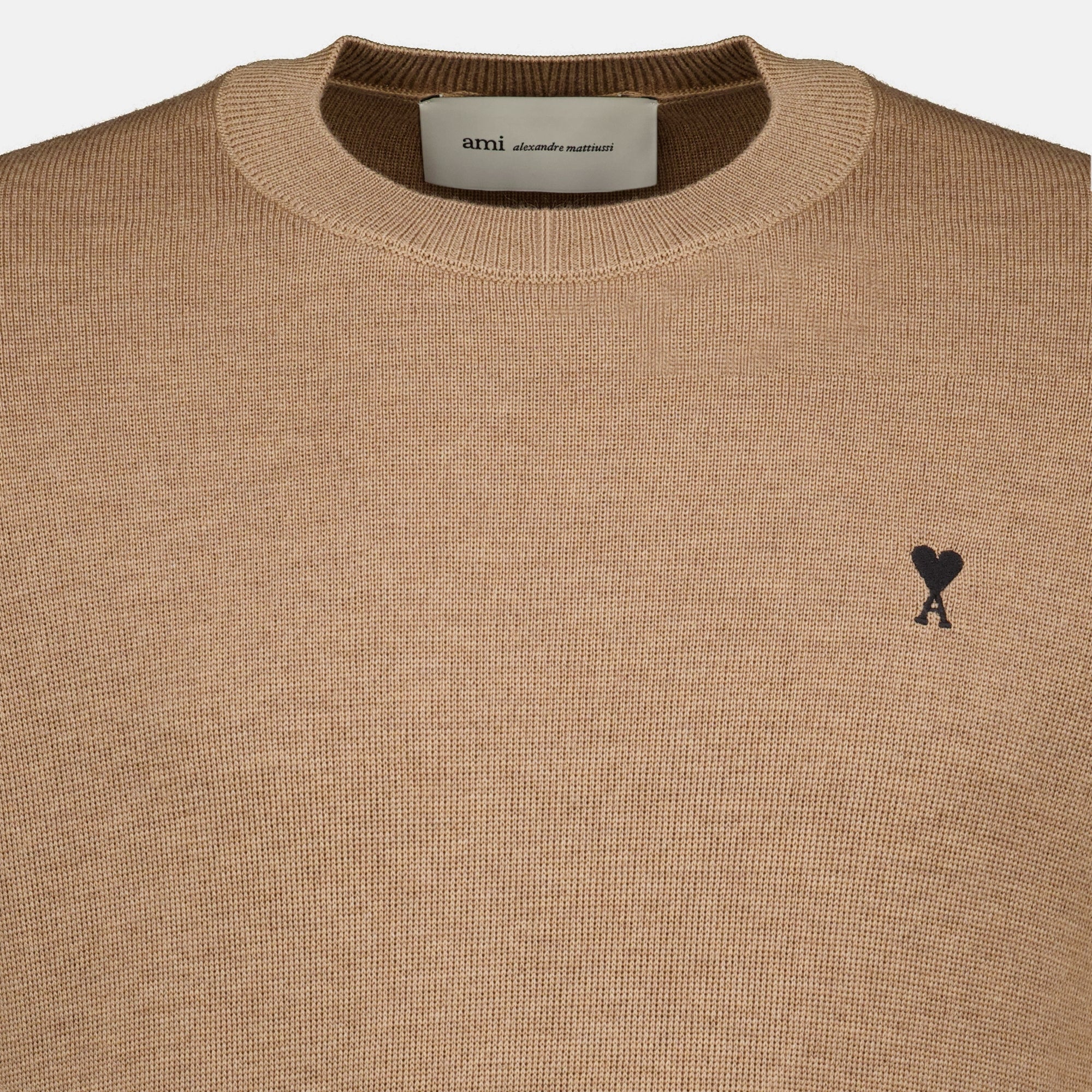 Maille Brauner Herz AMI Pullover aus Wolle Ami PARIS Marron Homme