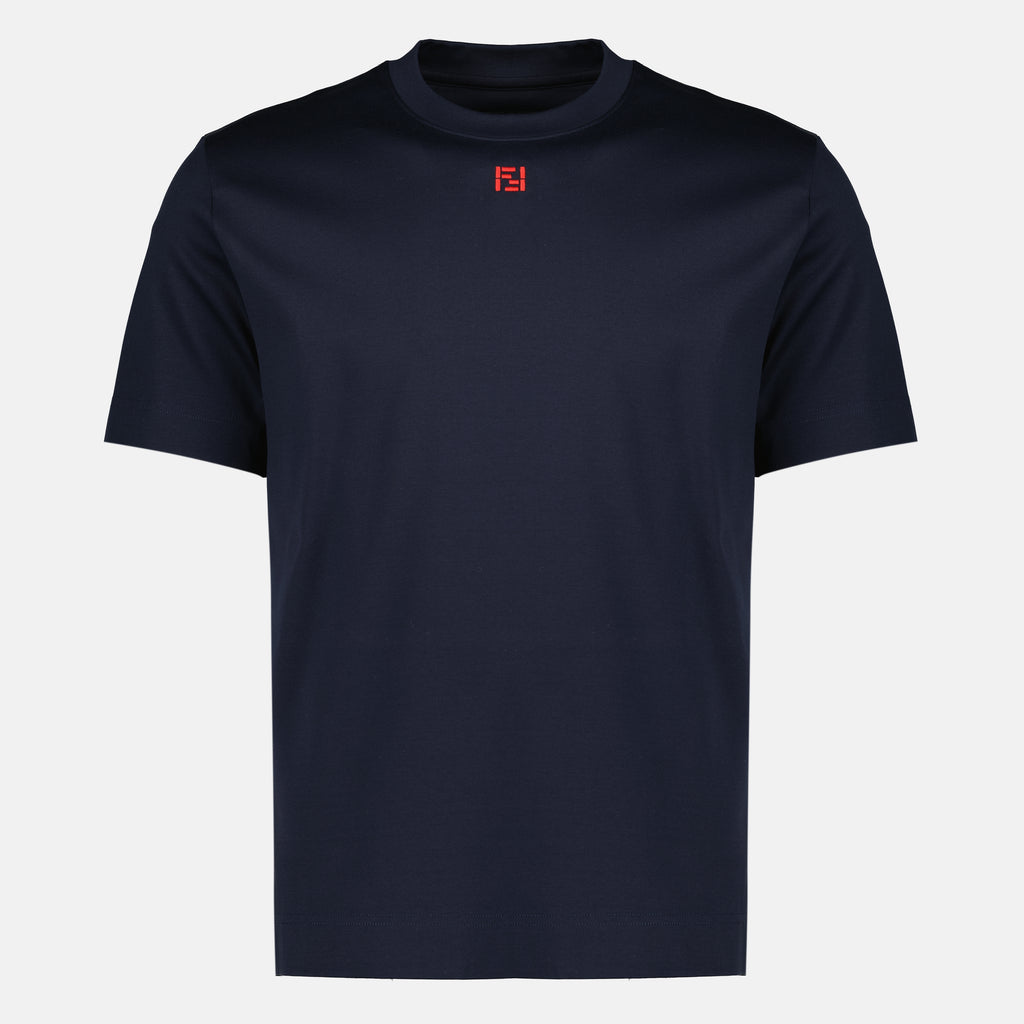 Immagine della t-shirt in cotone blu navy di Fendi per uomo - Collezione Primavera-Estate 2026 - Vista frontale