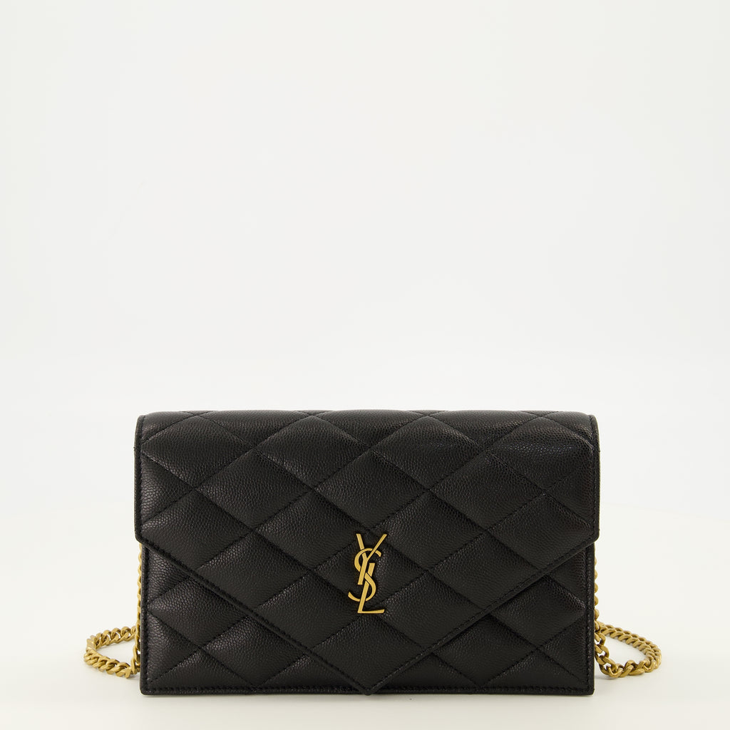 Petite maroquinerie 검은 가죽 체인이 있는 파리 지갑 Saint Laurent Noir Femme
