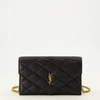 Petite maroquinerie Paris Geldbörse mit schwarzer Lederkette Saint Laurent Noir Femme
