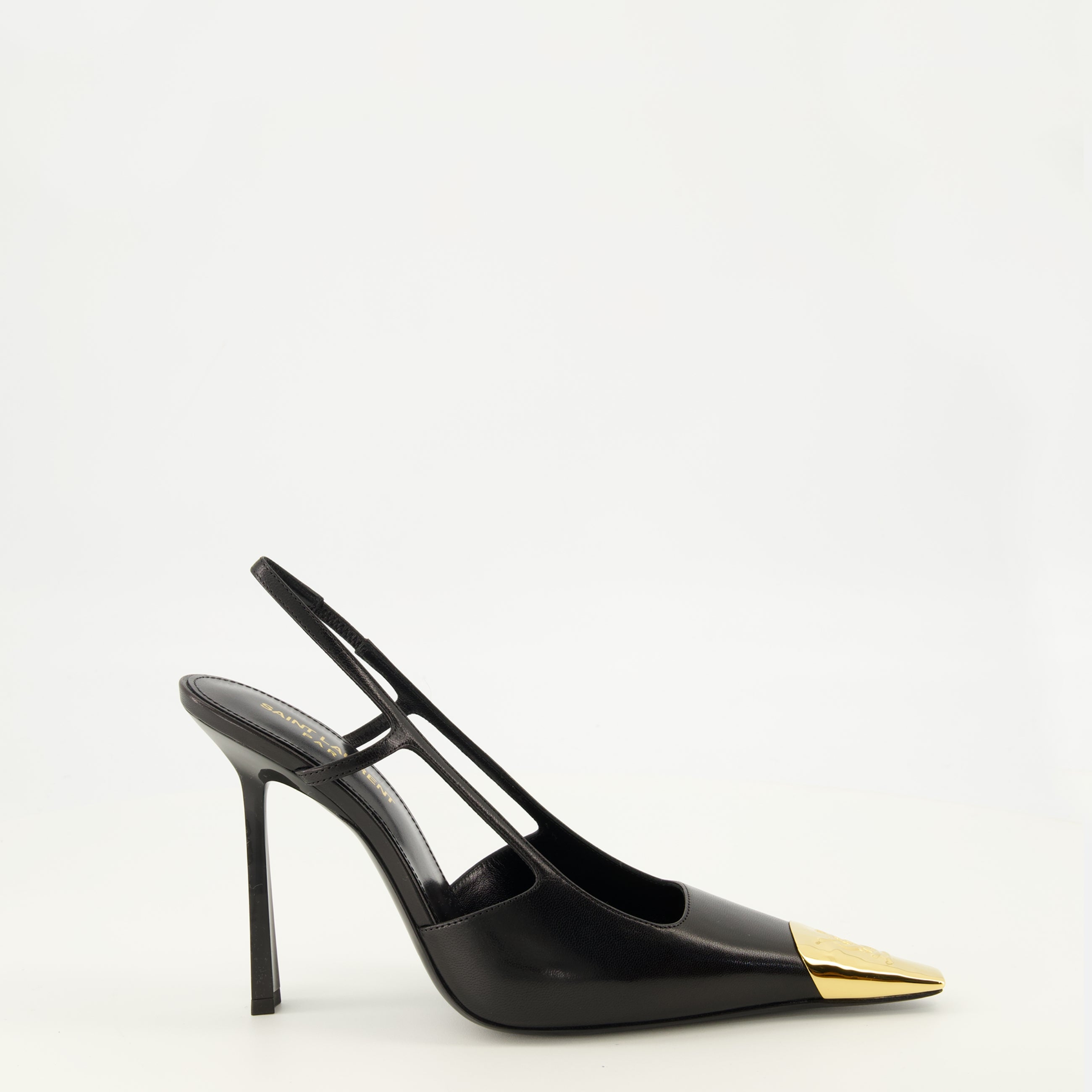 Escarpins Jeanne Slingbacks en Cuero Negro Saint Laurent Noir Femme