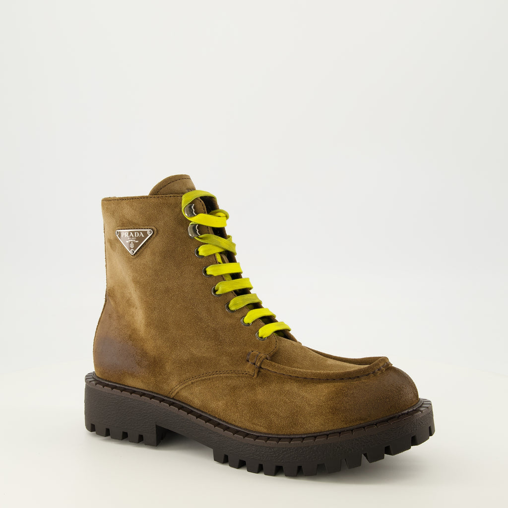 Bottes et bottines Botas de Tobillo de Ante Marrón Prada Marron Homme