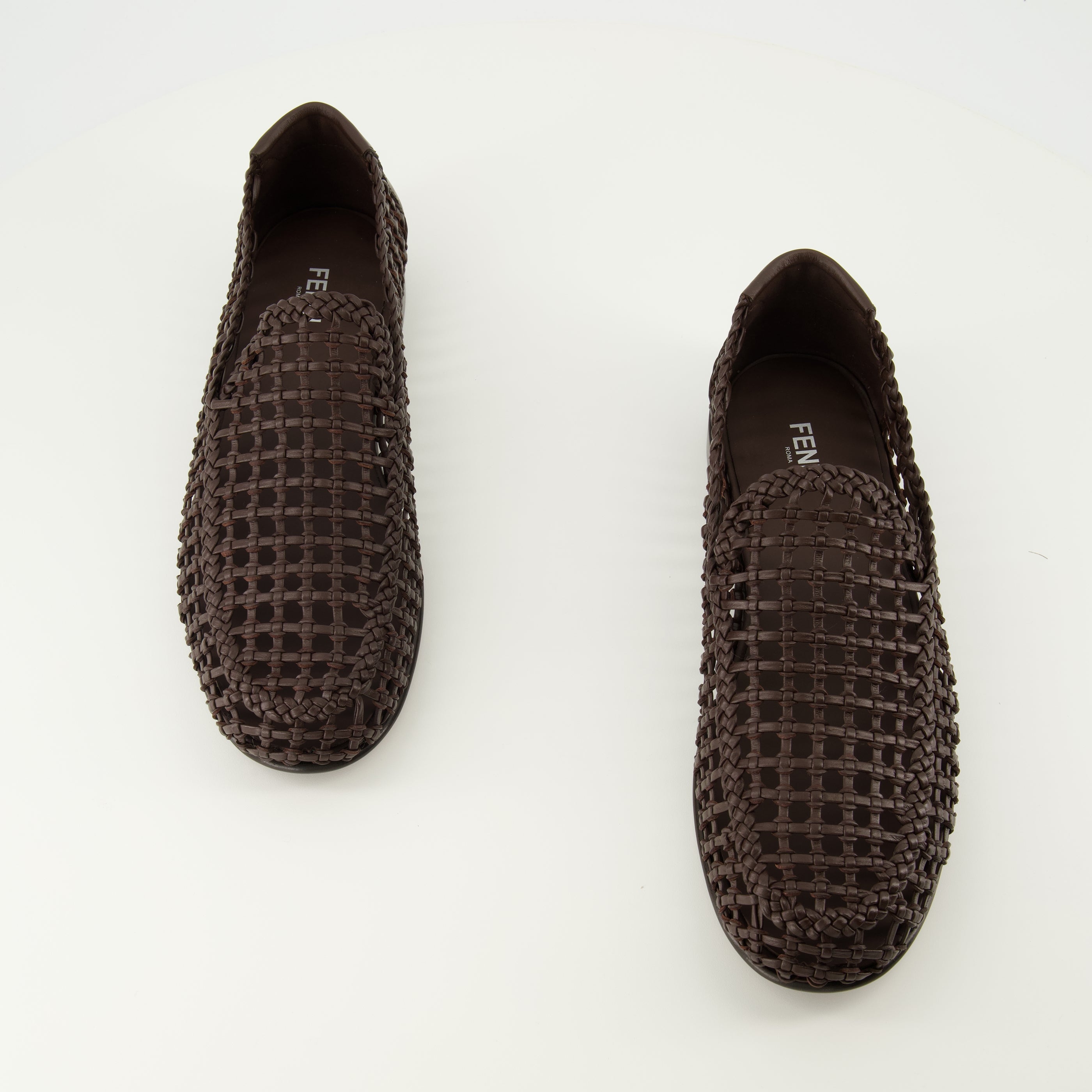 Mocassins Mocassins en cuir tressés marron Fendi Marron Homme