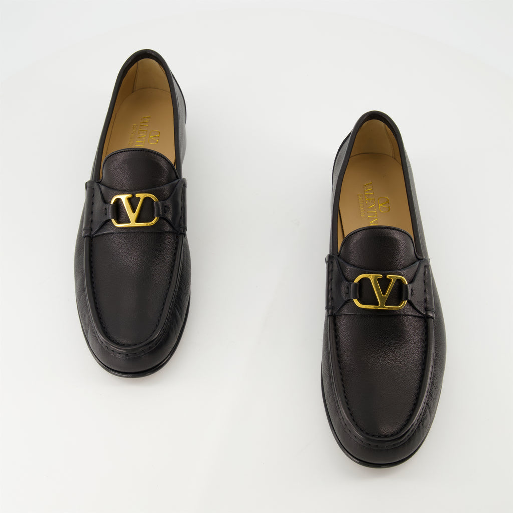Mocassins VLogo ブラックナッパレザーモカシン Valentino Garavani Noir Homme