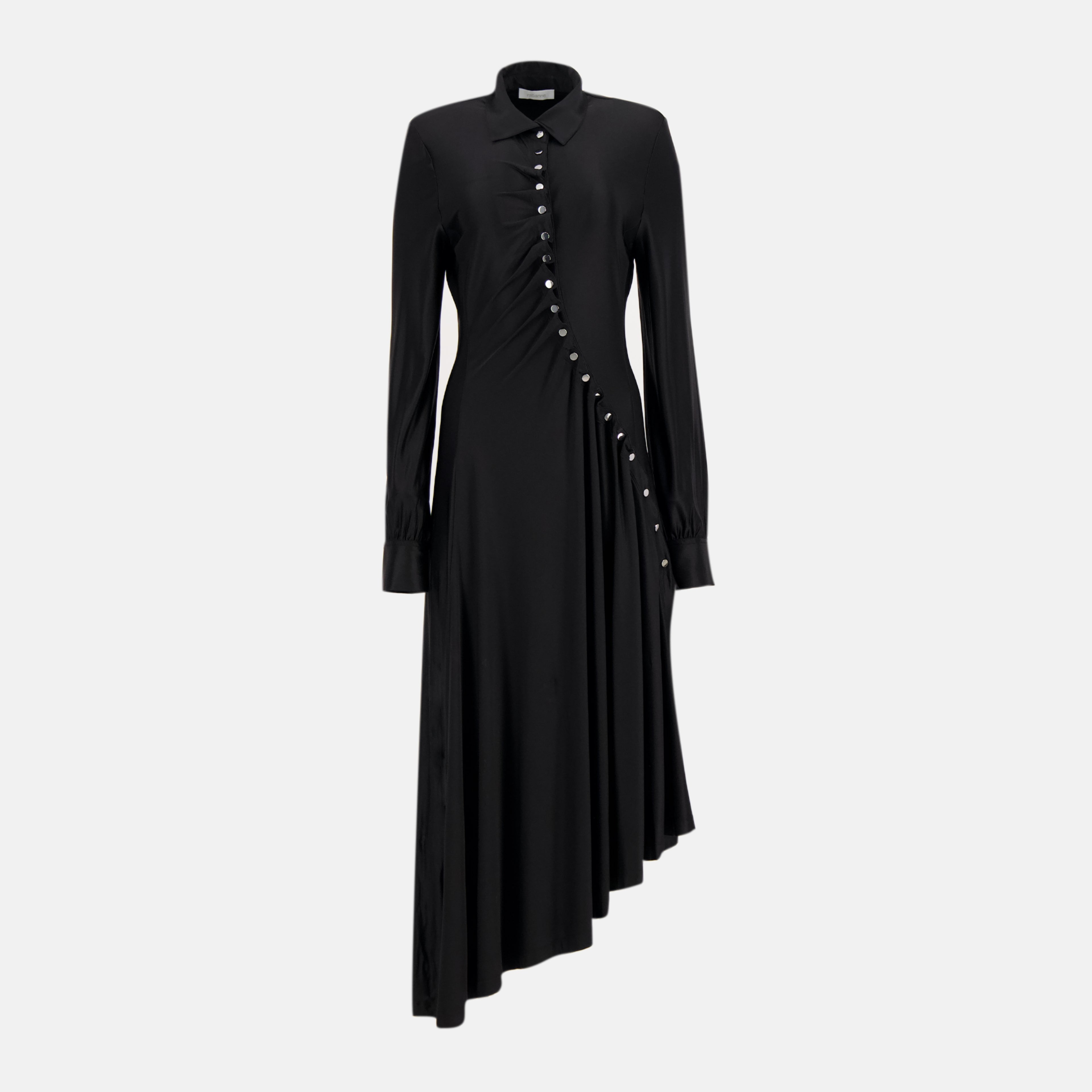 Robes Vestido Longo Preto Drapeado Rabanne Noir Femme