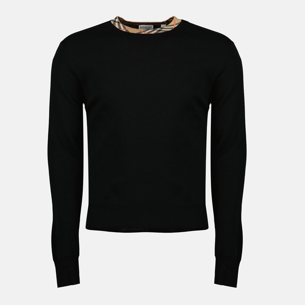 Imagen del suéter de lana a cuadros Burberry para hombre - Temporada Otoño-Invierno 2025 - Vista Frontal