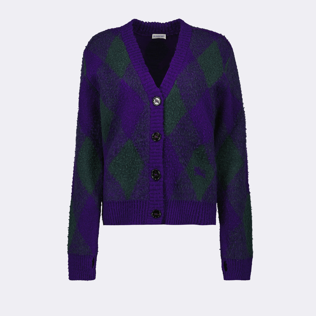 Maglieria Cardigan Argyle Burberry Viola Femme