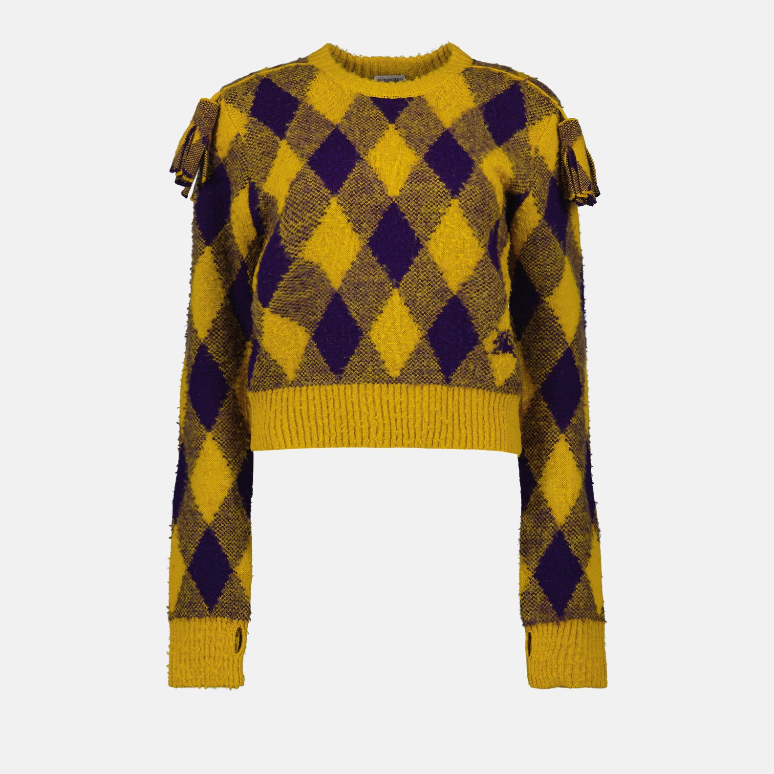 Maille Pull en laine Argyle Burberry Jaune Femme