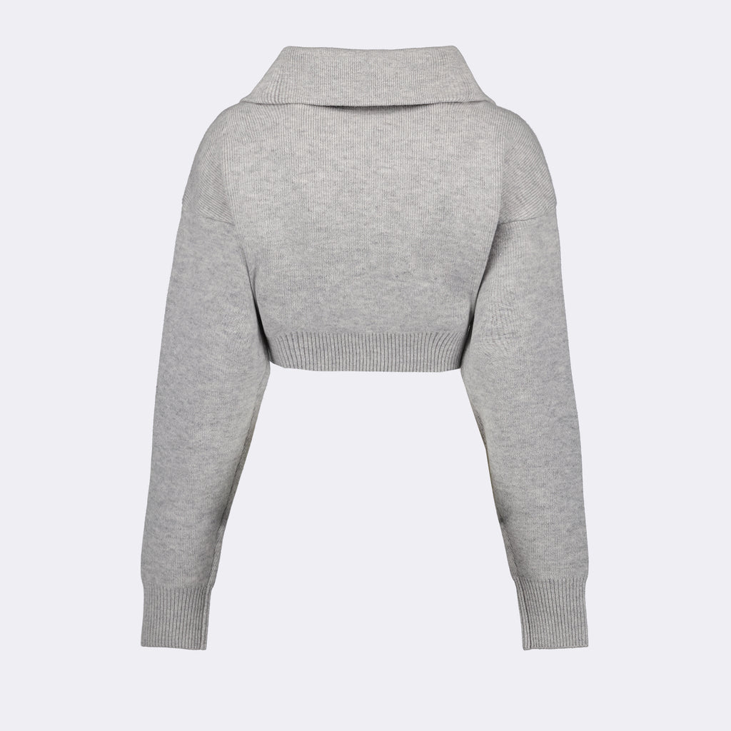 Maille Pull crop à logo Coperni Gris Femme