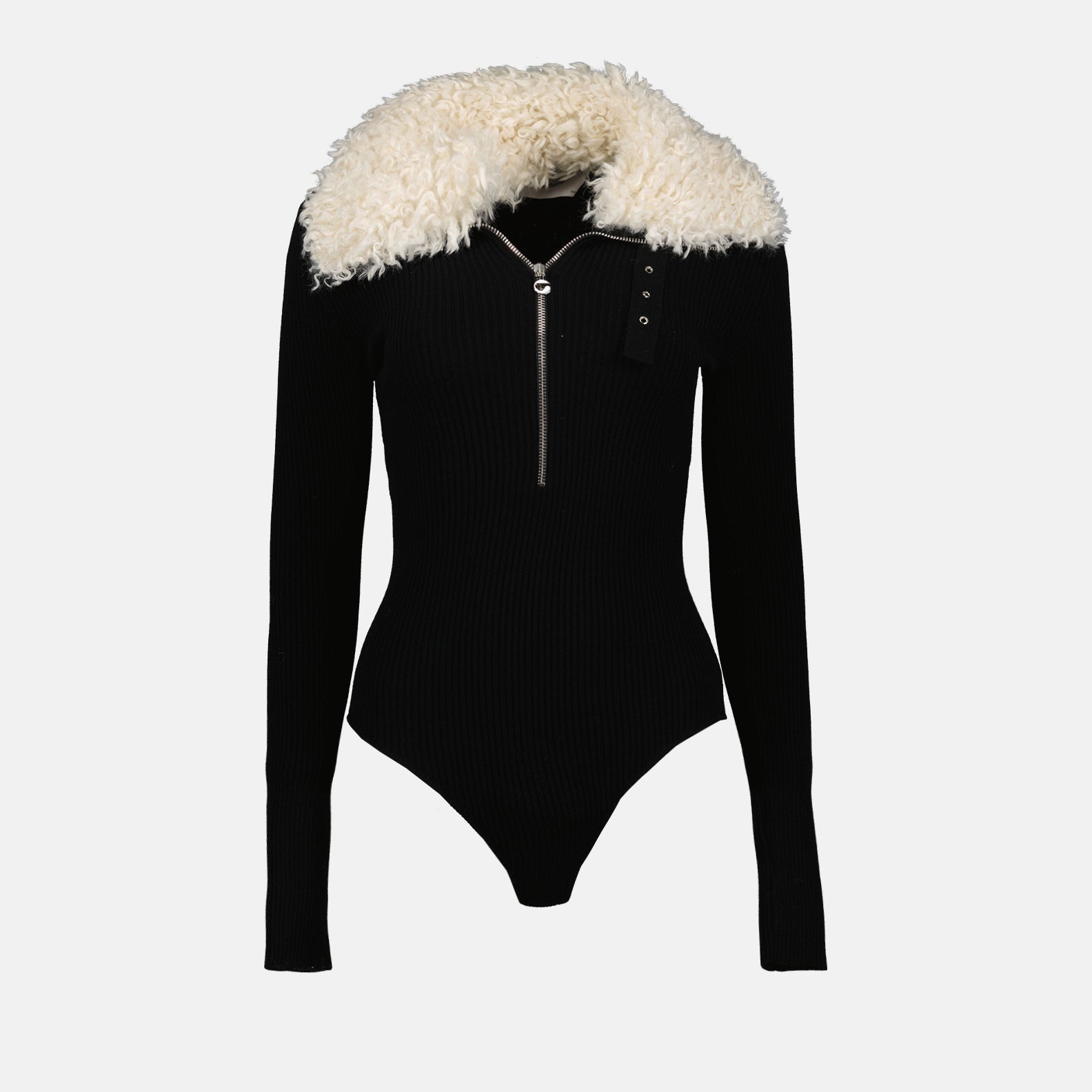 Shearling collar bodysuit