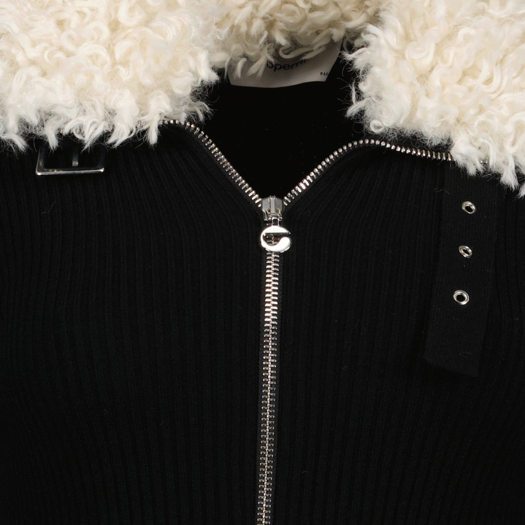 Tops Shearling collar bodysuit Coperni Black Women