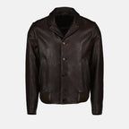 コート Blouson en cuir Prada 茶色 Homme