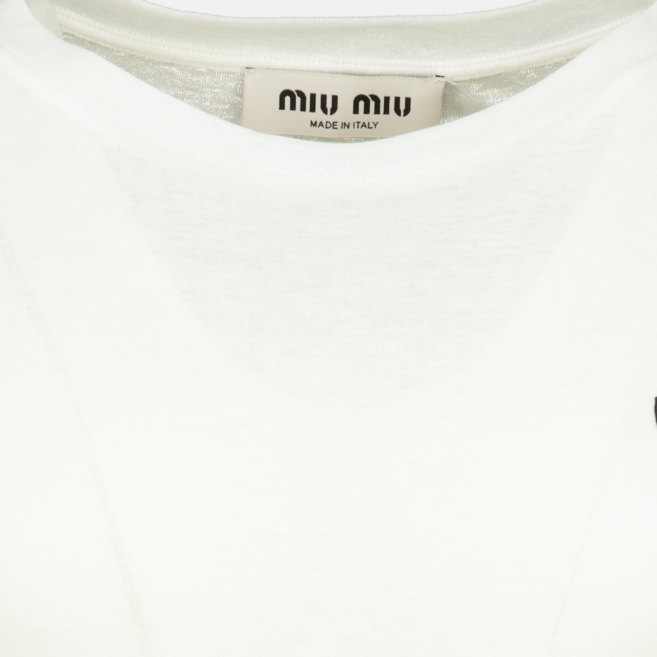 T-shirts Ripp-Jersey T-Shirt in Weiß Miu Miu Blanc Femme