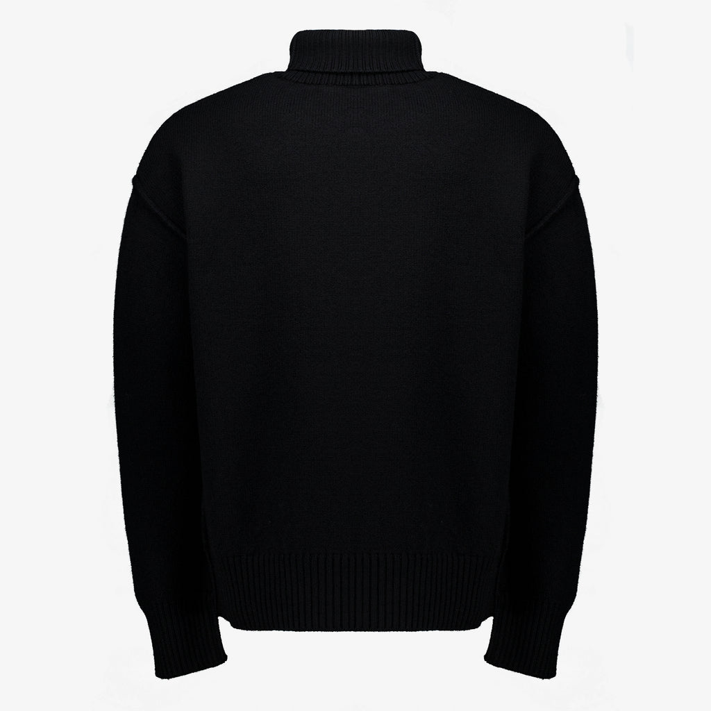 Maille Schwarzer AMI Herz Rollkragenpullover Ami PARIS Noir Unisexe