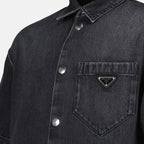 Hemden Denim-Hemd Prada Schwarz Homme