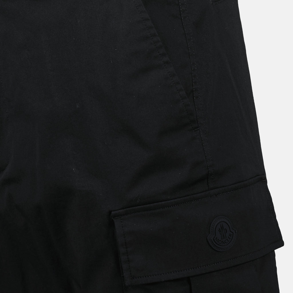 Calças Cargo Gabardine Moncler Preto Homme