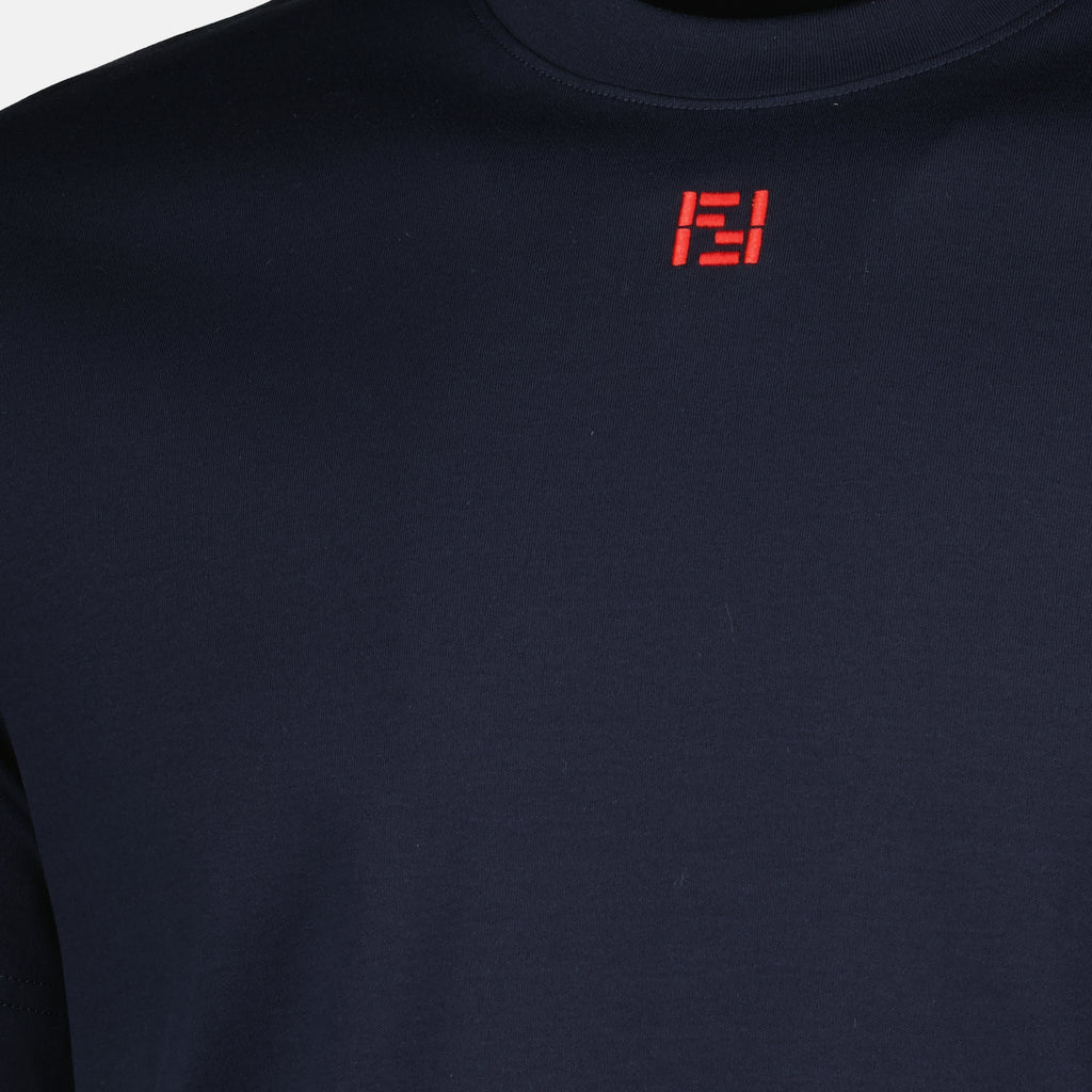 Immagine della t-shirt in cotone blu navy di Fendi per uomo - Collezione Primavera-Estate 2026 - Vista dettagliata_1