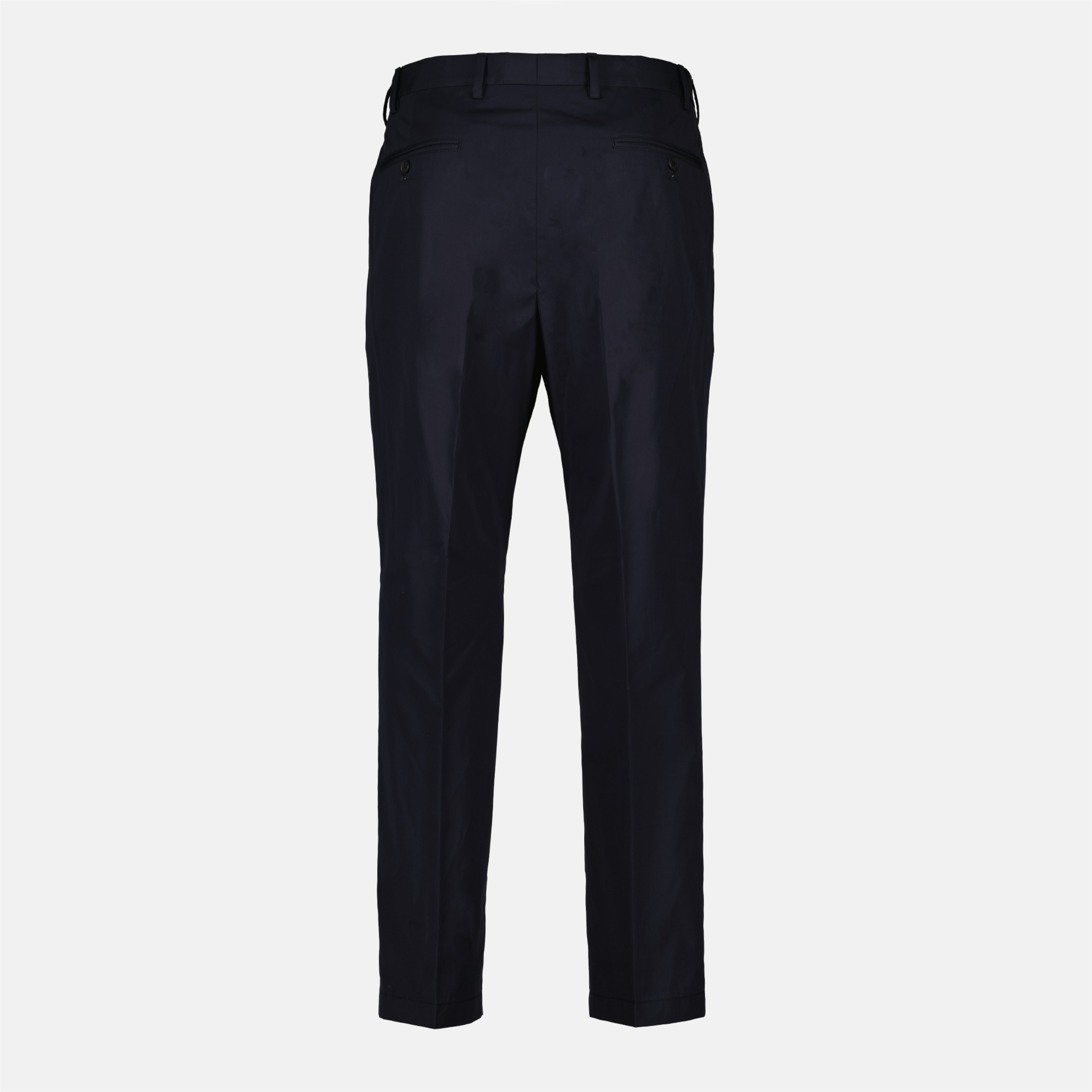 Image of the navy blue city trousers by Prada for Men - Spring-Summer 2026 - Back View