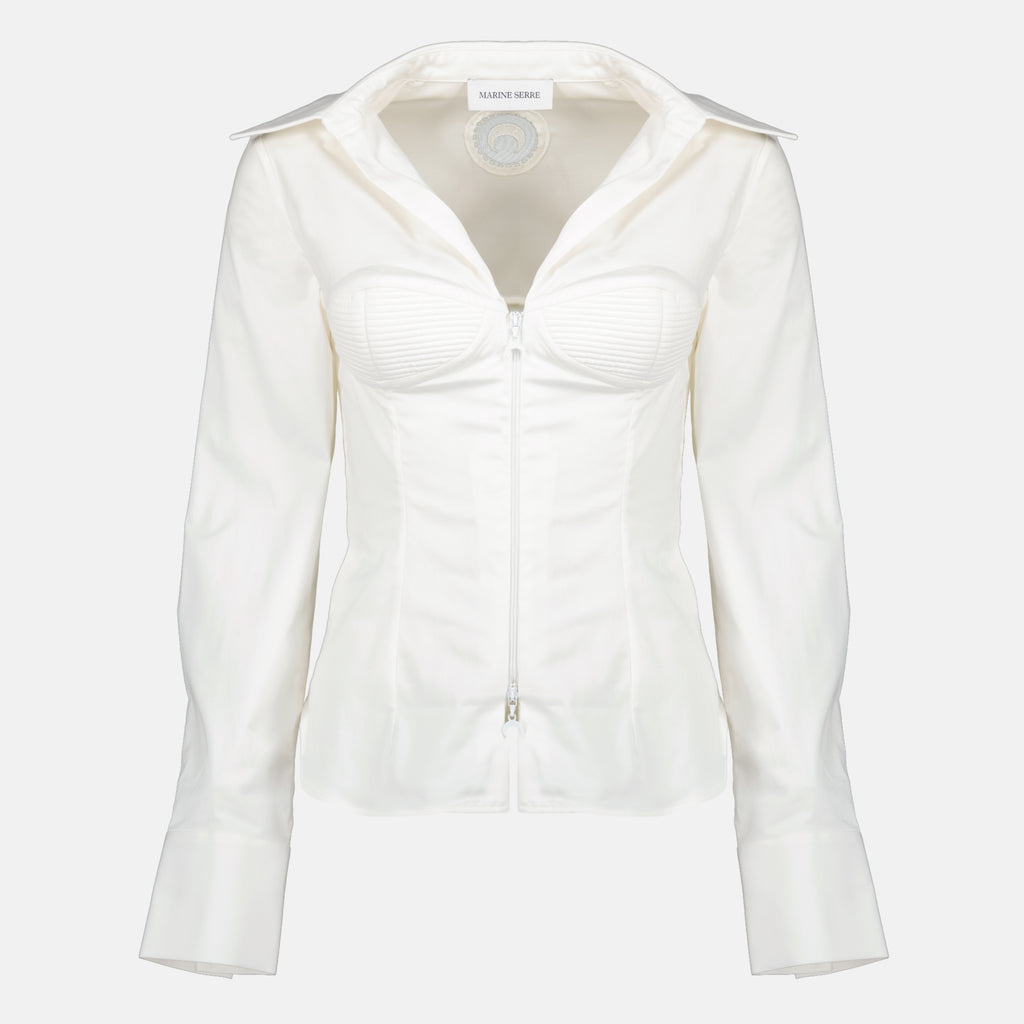 Chemises ホワイトジップアップシャツ Marine Serre Blanc Femme