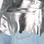Hosen Baggy Denim Jeans Rabanne Silber Femme