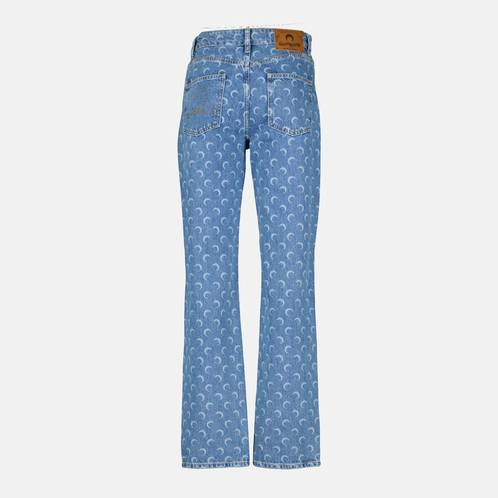 Imagen del pantalón Moon azul de la marca Marine Serre para Mujer - Temporada Otoño-Invierno 2025 - Vista Trasera