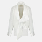 Chemises Chemise à lavallière en popeline blanche Saint Laurent Blanc Femme
